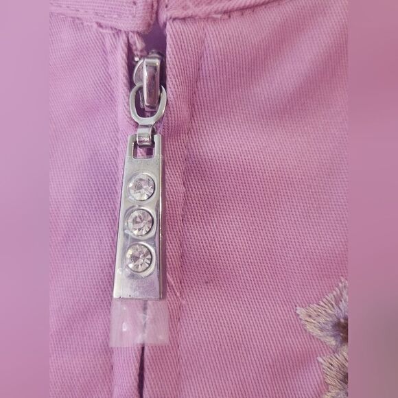 Quacker Factory XL Shell Pink Pearly Floral Embellished Zip Front Women Jacket - Picture 6 of 12